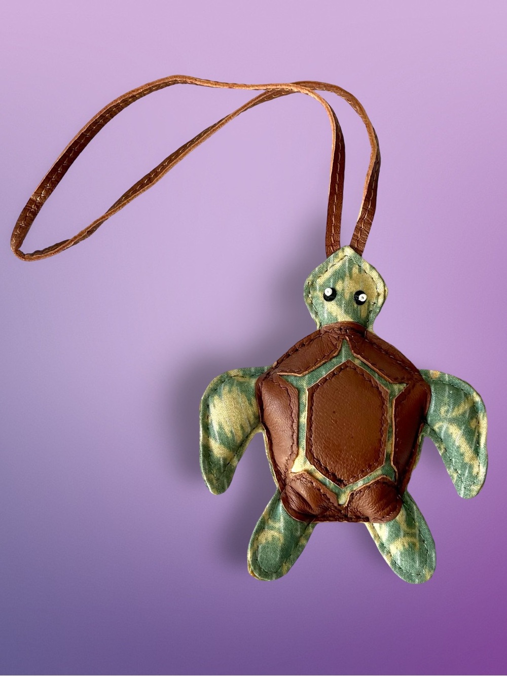 Free People Bohemian Leather Sea Turtle Bag Charm & Handbag Accessory β Green/Br